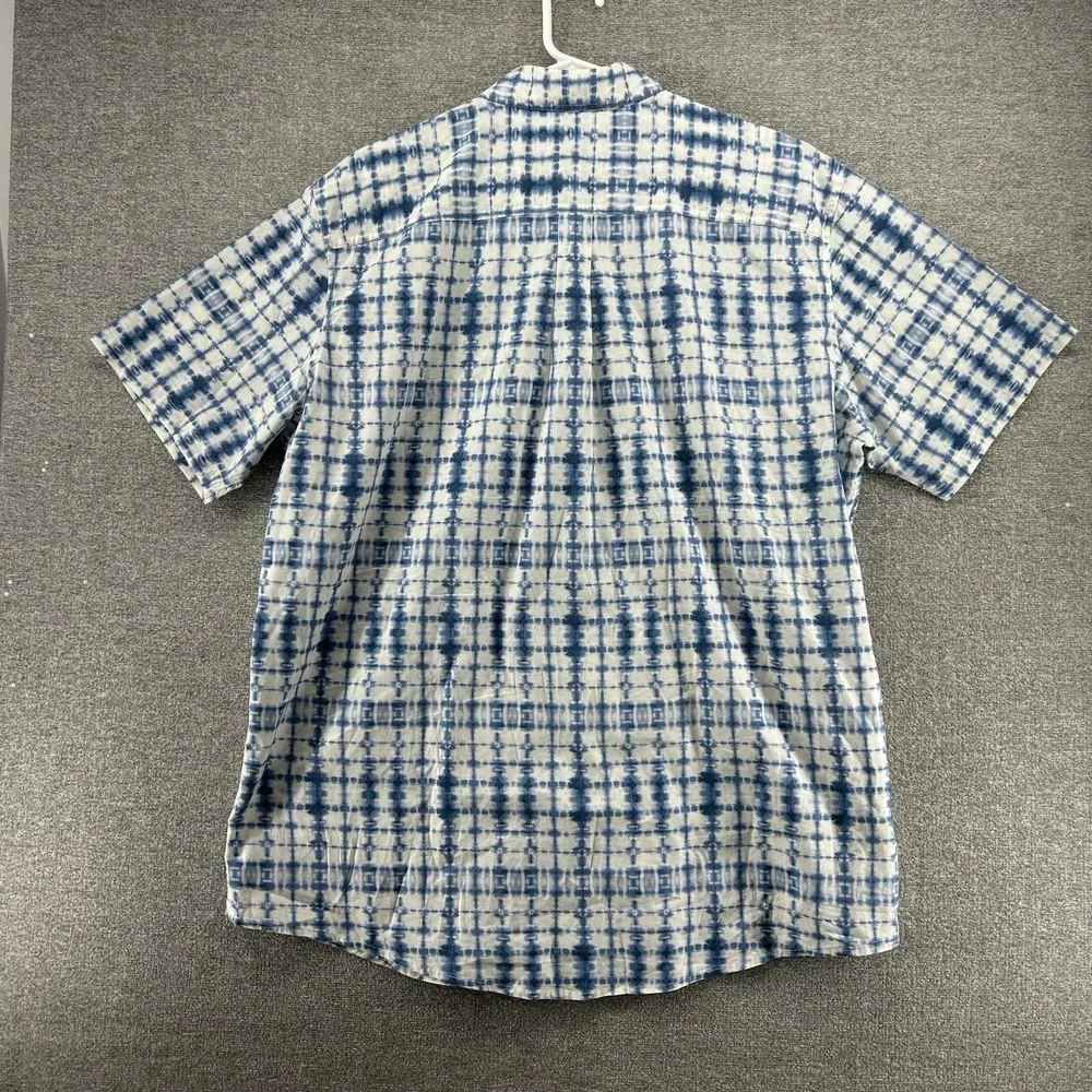 Eddie Bauer Classic Fit Short Sleeve Shirt Men Blue Tie Dye Casual 100%‎ Cotton
